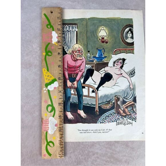 1980s Sexy Adult Cartoon Dinner Vintage Print Ad Poster Pinup Art Magazine Page - Picture 6 of 6